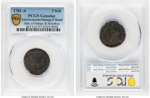 French Colony. Louis XVI 3 Sols 1781-A Fine Details (Environmental Damage) PCGS, Paris mint, KM2. From the Archipelago Collection 

HID09801242017

© ...