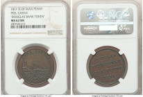 British Dependency "Peel Castle" Penny Bank Token 1811 MS62 Brown NGC, KM-Tn6. Issued by Douglas Bank & Co. A gently circulated issue struck upon a si...