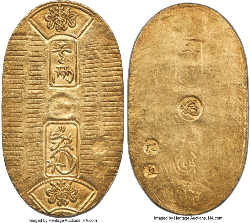 Manen gold Koban (Ryo) ND (1860-1867) AU, Edo mint, KM-C22d, JNDA 09-23, Hartill...