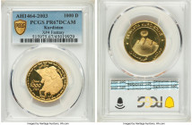 Exile Issue gold Proof Fantasy 1000 Dinars AH 1464 (2003) PR67 Deep Cameo PCGS, KM-X4. Sold with original case of issue and COA #21. From the Archipel...