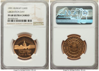Jabir Ibn Ahmad gold Proof "Liberation Day" 50 Dinars PR68 Ultra Cameo NGC, KM-X16. Sold with original case of issue. From the Archipelago Collection ...