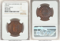 Duke Adolphe of Nassau copper Essai 10 Centimes 1889 MS66 Brown NGC, KM-E15. Small shield variety. A considerably flashy piece saturated with azure an...