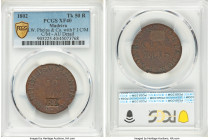 Portuguese Colony. I. W. Phelps & Co. Countermarked Token 50 Reis 1802 XF40 Brown PCGS, Pascoal-79. Fernay and Irmaos "F.I." countermark (AU Details) ...