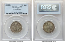 French Colony 50 Sous ND (1822) AU53 PCGS, KM2. A subdued olive-toned offering presenting with minimal wear. From the Archipelago Collection 

HID0980...