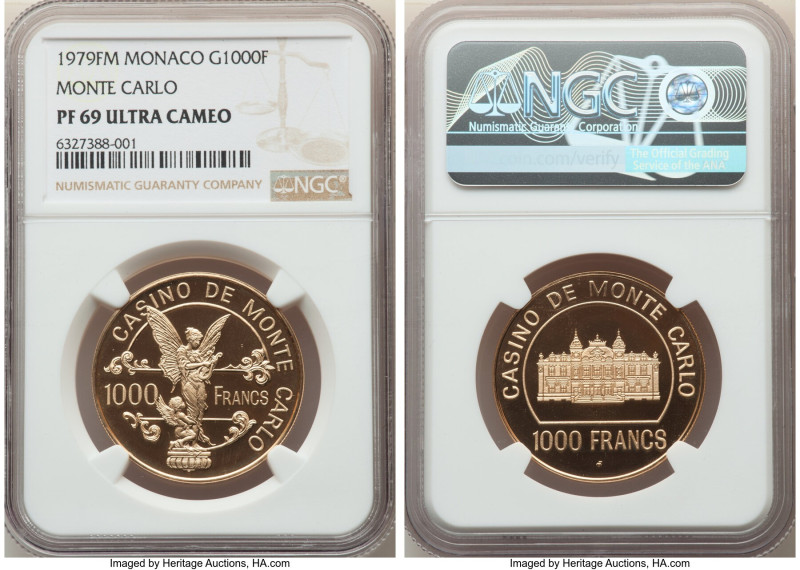 Monte Carlo. Rainier III gold Proof 1000 Francs 1979-FM PR69 Ultra Cameo NGC, Fr...