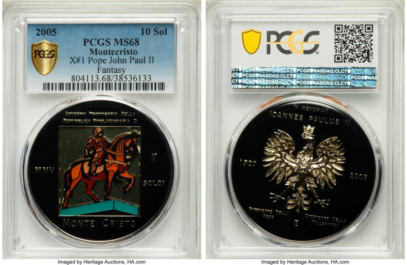 Provisional Revolutionary Republic enameled Fantasy 10 Soldi 2005 MS68 PCGS, KM-...