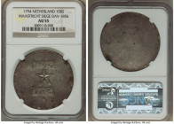 Maastricht. City Siege silver 100 Stuivers 1794 AU55 NGC, KM10, Dav-1856. Uniface stamped siege coinage, issued by the Austrian defenders during the F...