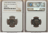 British Administration Countermarked Stampee (2-1/4 Pence) ND (1798) G6 Brown NGC, KM-Unl., Prid-4, Vlack-444 (R2). Host: Cayenne 2 Sous (cf. KM1); Co...