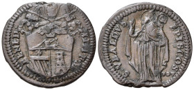 GUBBIO. Benedetto XIII (1724-1730). Quattrino con Sant'Ubaldo. Cu (2,70 g). MIR 2467/1 (var. legenda al R). Raro. SPL