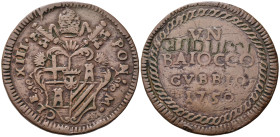 GUBBIO. Stato Pontificio. Benedetto XIV (1740-1758). Baiocco 1750. Cu (14,03 g). Con interessante incisione coeva "Guiducci". BB