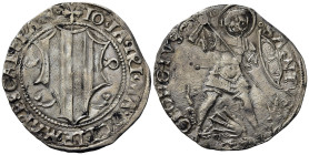 MESOCCO. Gian Giacomo Trivulzio (1487-1518). Grosso da 6 soldi Ag (3,60 g). Stemma - San Giorgio e il drago. MIR 982. raro. BB+