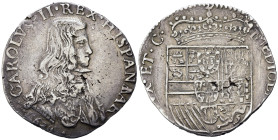 MILANO. Carlo II Re di Spagna e Duca di Milano (1676-1700). Quarto di Filippo 1676. Ag (6,89 g). Busto corazzato a d. - Stemma spagnolo coronato. MIR ...