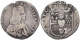 MILANO. Carlo II Re di Spagna e Duca di Milano (1676-1700). Quarto di Filippo. Ag (6,34 g). Busto corazzato a d. - Stemma spagnolo coronato. MIR 389/1...