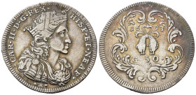 NAPOLI. Carlo II di Spagna (1674-1700). Mezzo ducato da 50 grana 1693. Ag (10,83 g). Magliocca 13. BB
