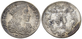 NAPOLI. Carlo II di Spagna (1674-1700). Tarì da 20 grana 1692. Ag. Magliocca 23. BB+