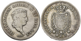 NAPOLI. Ferdinando I di Borbone (1816-1825). Piastra da 120 grana 1818. Ag. Magliocca 443. Rara. qBB/BB