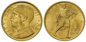 Regno d'Italia. Vittorio Emanuele III (1900-1943). 50 lire 1931 anno IX "Littore". Au (4,40 G). Gig. 20. FDC