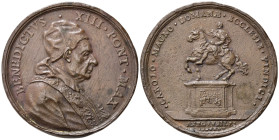 MEDAGLIE PAPALI. Benedetto XIII (1724-1730). Medaglia 1725 a ricordo dell'inaugurazione del monumento a Carlo Magno. Fusione (postuma?) AE (41,84 g - ...