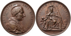 MEDAGLIE PAPALI. Benedetto XIII (1724-1730). Medaglia 1726 "Omaggio al Pontefice". AE (63,82 g - 56,76 mm). Opus Hedlinger. Miselli 216. Rara. SPL