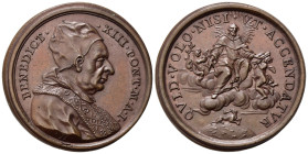 MEDAGLIE PAPALI. Benedetto XIII (1724-1730). Medaglia anniversario del Possesso. Roma 1726 (anno III). AE (12,16 g - 31,36 mm). Opus Hamerani. Miselli...