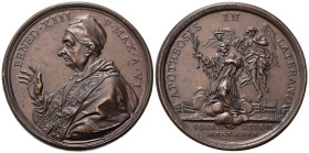 MEDAGLIE PAPALI. Benedetto XIII (1724-1730). Medaglia 1729 (anon VI) canonizzazione San Giovanni Nepomuceno. AE (25,85 g - 38,37 mm) Opus Hamerani. Mi...