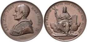 Medaglie Papali. Leone XIII (1878-1903). Medaglia 1879 anno II - La chiesa contro le teorie sovversive. AE (37,80 g). Modesti 27. Rara. Colpetti al bo...