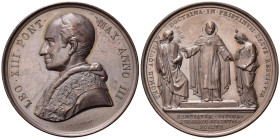 Medaglie Papali. Leone XIII (1878-1903). Medaglia anno III - Enciclica Aeterni Patris per il rilancio degli studi tomistici. Busto a sinistra con zucc...