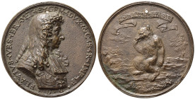 Personaggi. Flavio I Orsini, Duca di Bracciano (1660-1696). Medaglia fusa AE (75,14 g - 64,8 mm) Opus Papaleo 1679 (Fusione postuma?). Forellino di so...