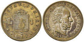MILANO. Giuseppe Chierichetti. Gettone Caffè Cova 1 lira 1873. AE argentato (5,71 g). SPL+