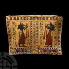 Egyptian Cartonnage Panel with Anubis and Hieroglyphs
Ptolemaic Period, 332-31 B.C. A rectangular polychrome painted cartonnage panel, possibly a por...