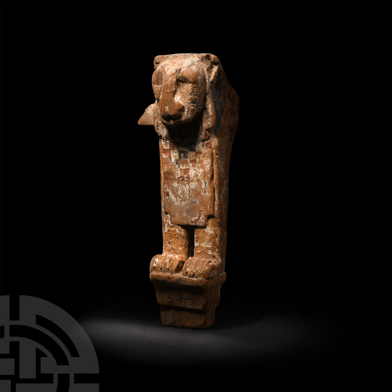 Egyptian Polychrome Lion Support
Late Period-Roman Period, 664 B.C.-323 A.D. A ...