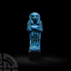 Egyptian Blue-Glazed Hieroglyphic Shabti for God's Father of Amun
Third Intermediate Period, 21st-22nd Dynasty, 1081-725 B.C. A typical deep blue-gla...