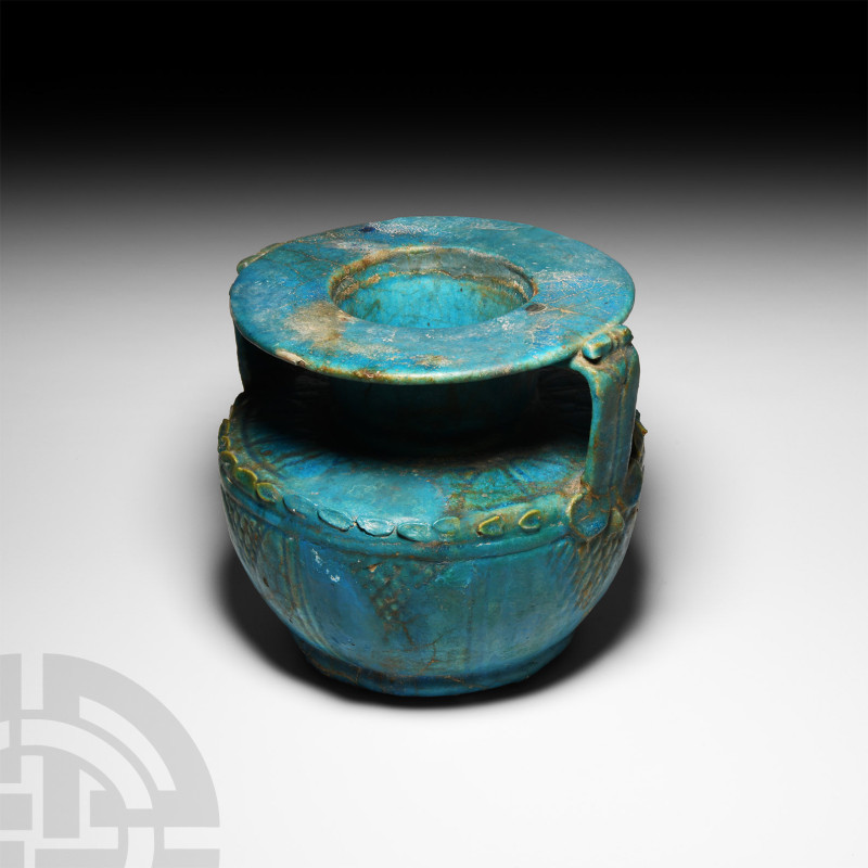 Graeco-Roman Turquoise Faience Jar
1st century A.D. A turquoise blue faience ja...