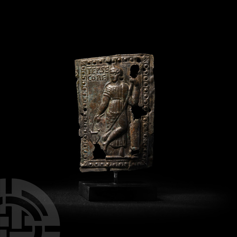 Roman Repousse Plaque with Muse Terpsichore
4th century A.D. A square plaque fr...