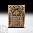 Byzantine Marble Relief with Architectural Facade
Circa 7th century A.D. A large and imposing covering slab with high-relief design of an architectur...