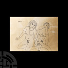 Indian Erotic F.N. Souza Sketch
Dated 1970 A.D. A framed, untitled erotic sketch portraying two nude women; ink on paper; attributed to F.N. Souza, d...