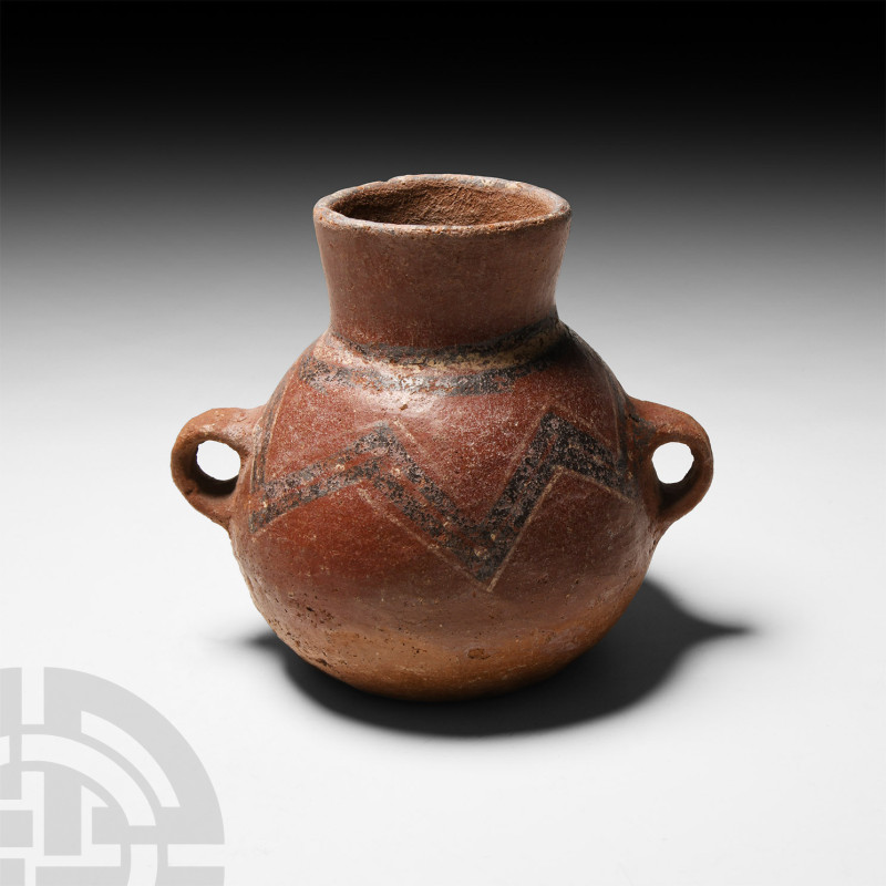 Pre-Columbian Geometric Two-Handled Aryballus
16th century A.D. or earlier. A c...