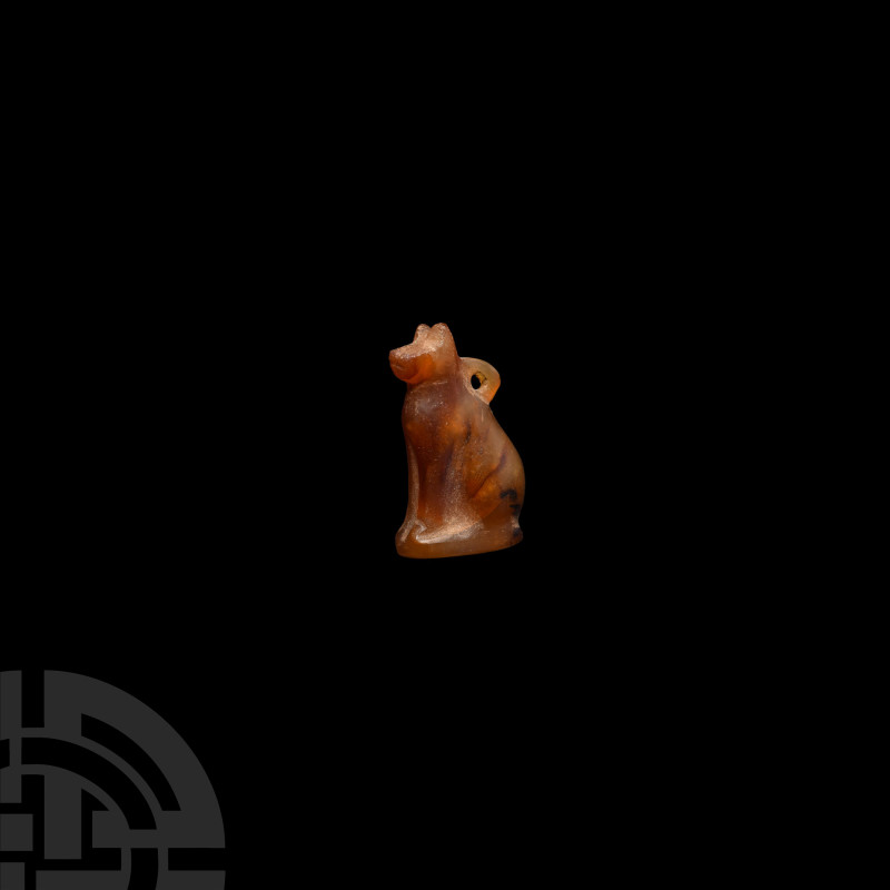 Egyptian Carnelian Seated Cat Amulet
Third Intermediate Period, 1069-702 B.C. A...