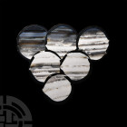 Natural History - Cut and Polished Agate Coaster Set
. A set of six cut and polished natural agate coasters, felt backed. 505 grams total, 8.8-10.7 c...