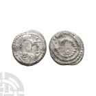 Anglo-Saxon Coins - Secondary Phase - Series K Type 33 - Wolf's Head AR Sceatta
710-760 A.D. Obv: diademed profile bust right with cross before. Rev:...