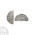 Anglo-Saxon Coins - Aethelred II - Lincoln / Theo[ ] - CRVX Cut Halfpenny
991-997 A.D. Obv: profile bust with sceptre and [ ]EX ANGLOR legend. Rev: s...