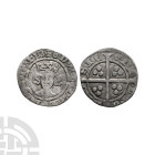 English Medieval Coins - Edward III - Calais - Treaty Penny
1363-1369 A.D. Treaty period. Obv: facing bust with +EDWARD ANGL R DNS HYB legend with do...