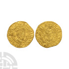 English Medieval Coins - Henry VI - Annulet Gold Quarter Noble
1422-1427 A.D. Annulet issue. Obv: arms with lis above within tressure with trefoils a...