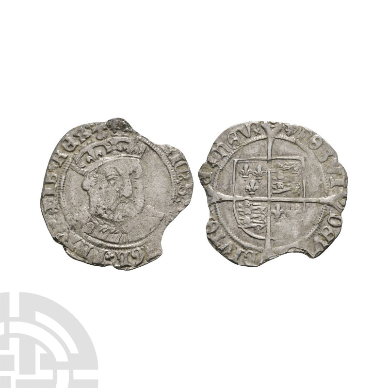 English Tudor Coins - Henry VIII - Tower - Facing Bust Groat
1544-1547 A.D. Thi...
