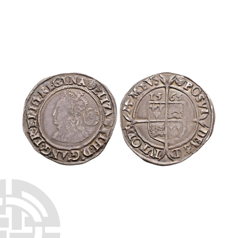 English Tudor Coins - Elizabeth I - 1565 'Rose over Pheon' - Sixpence
Dated 156...