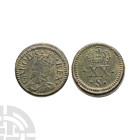 English Medieval Coin Weights - Charles I - Gold Unite Weight
1633-1649 A.D. Briot dies. Obv: profile bust with CAROLVS REX legend. Rev: crown over X...