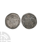 English Stuart Coins - Commonwealth - Halfgroat
1649-1660 A.D. Obv: shield of St George within wreath. Rev: co-joined shields of St George and Irelan...