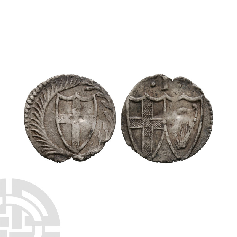 English Stuart Coins - Commonwealth - Penny
1649-1660 A.D. Obv: shield of St Ge...
