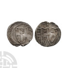 English Stuart Coins - Commonwealth - Penny
1649-1660 A.D. Obv: shield of St George within wreath. Rev: co-joined shields of St George and Ireland wi...