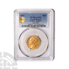English Milled Coins - Victoria - 1864 Die 50 - London - Gold Sovereign
Dated 1864 A.D. Young head. Obv: profile bust with date below and VICTORIA DE...